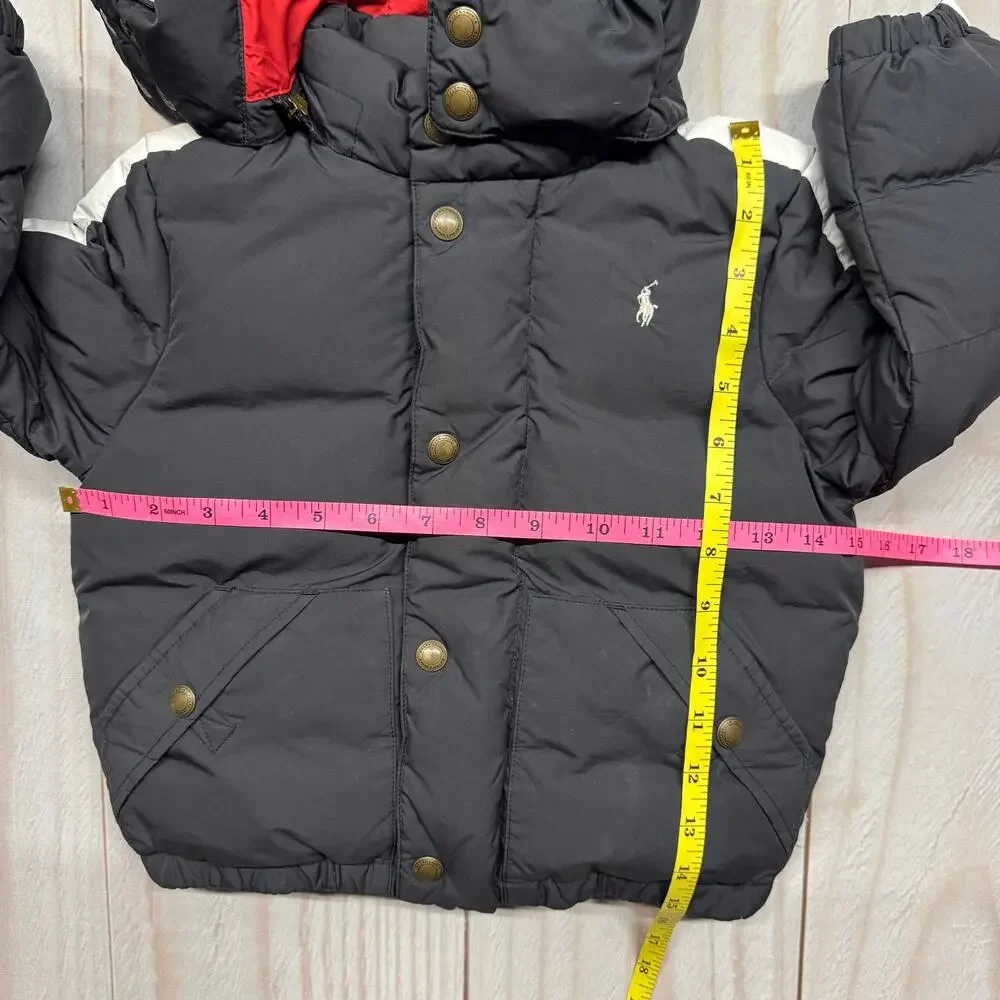 Polo Ralph Lauren Boy Size 4/4T Removable Hood Puffer Duck Down Jacket Black